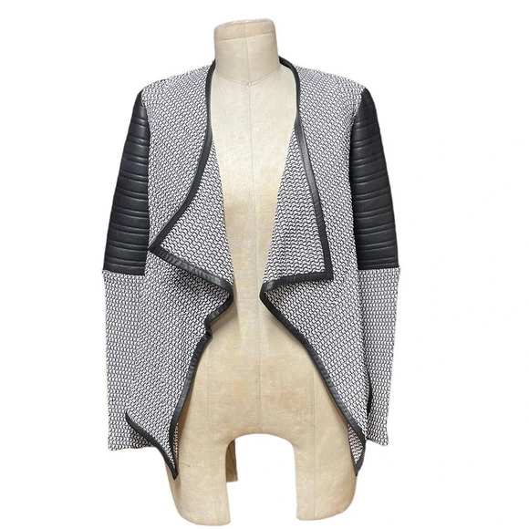 Generation Love Aston Bonded Faux-Leather Boucle Cardigan Blazer Size S - Picture 2 of 11